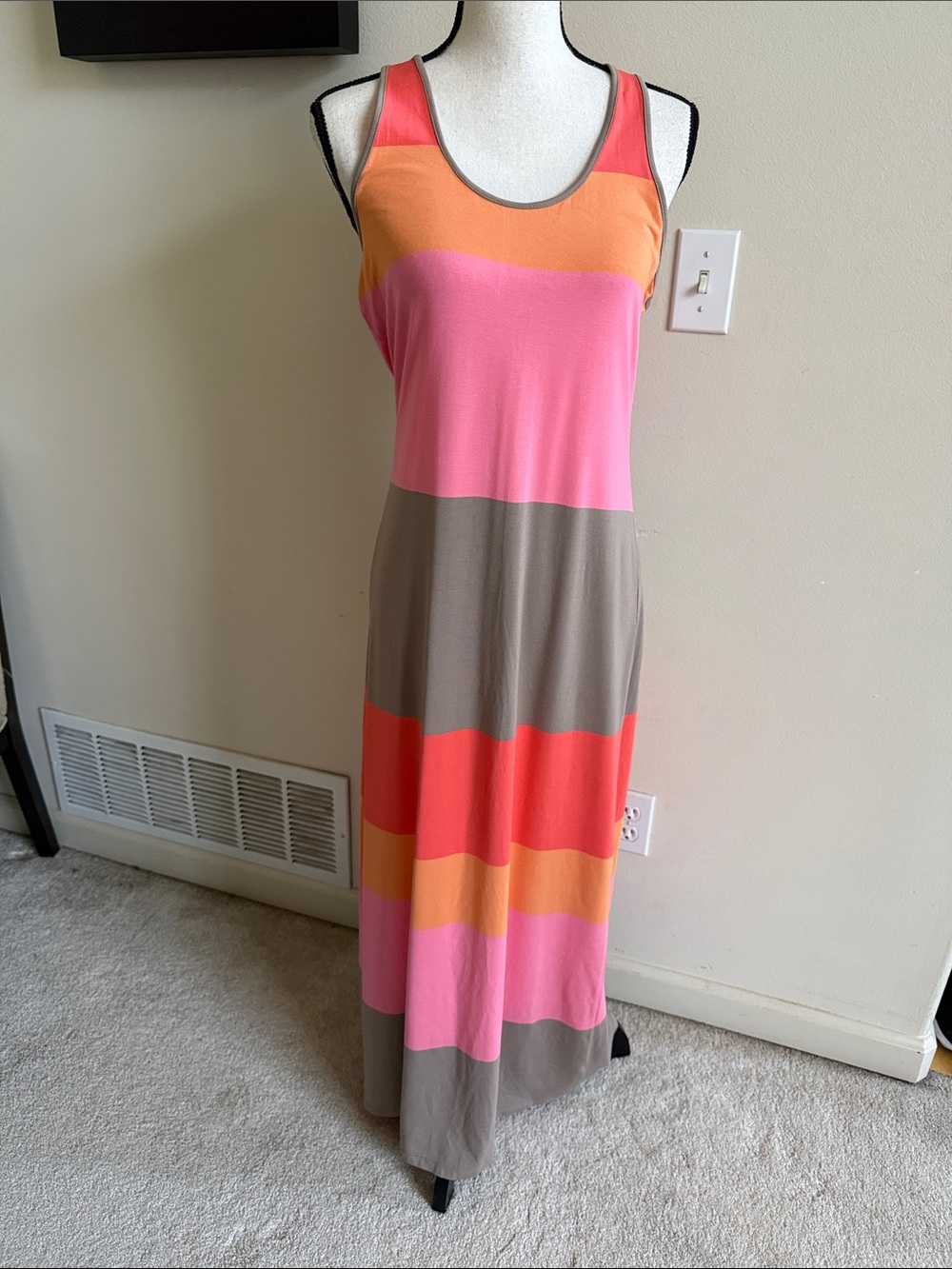 jcpenney Sleeveless Maxi Dress in Pink, Coral, Orange & Taupe